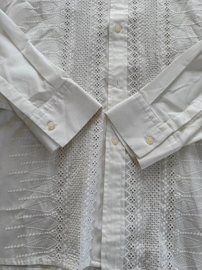 Camicia anni ‘70 con ricami traforati - XS/S collo 38