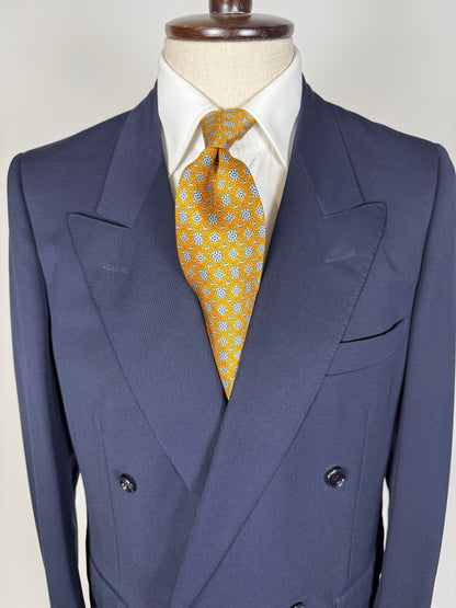 Completo doppiopetto anni '70/'80 twill lana pettinata blu - tg. 48