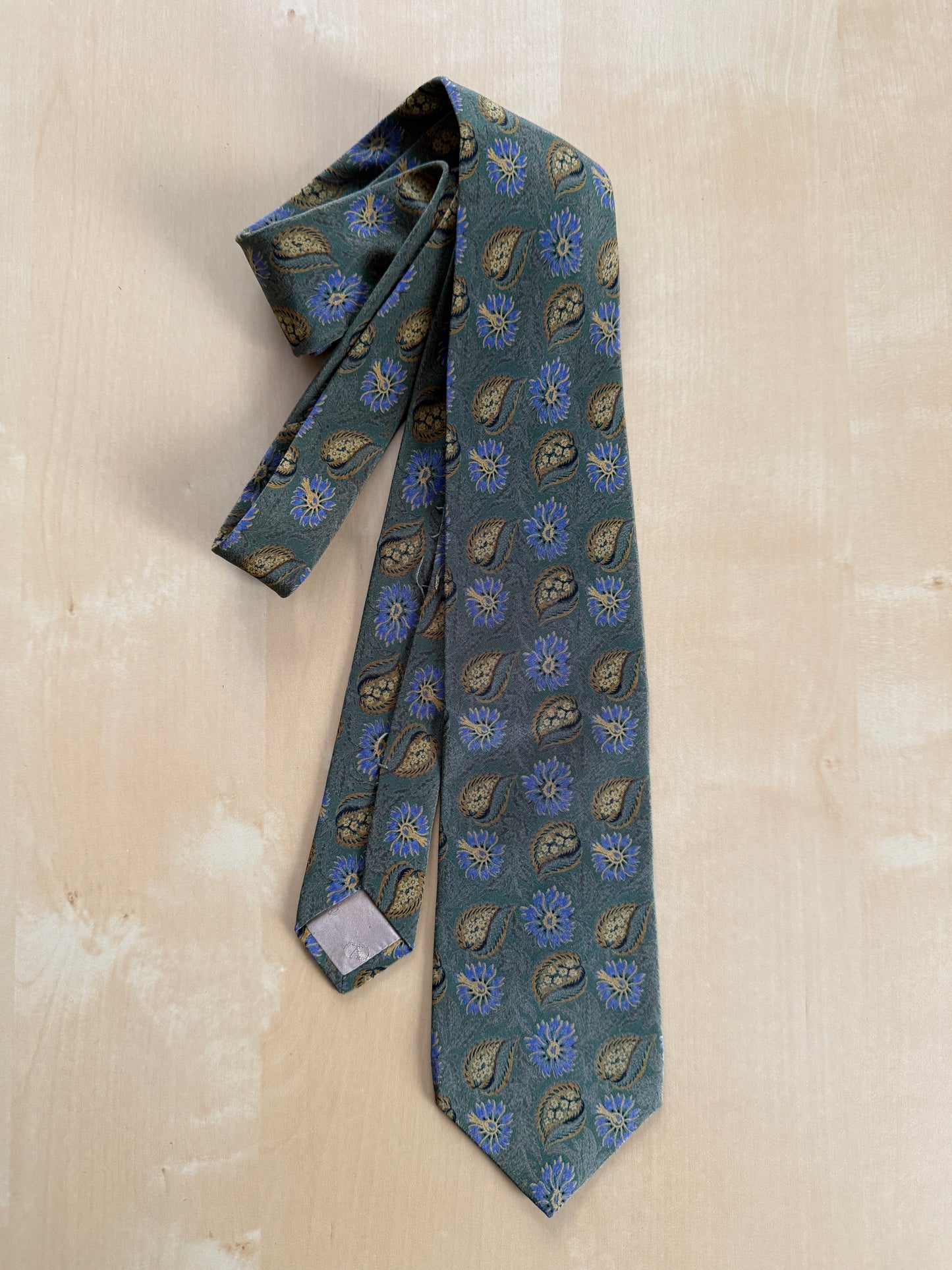 Cravatta Valentino crêpe verde fantasia floreale