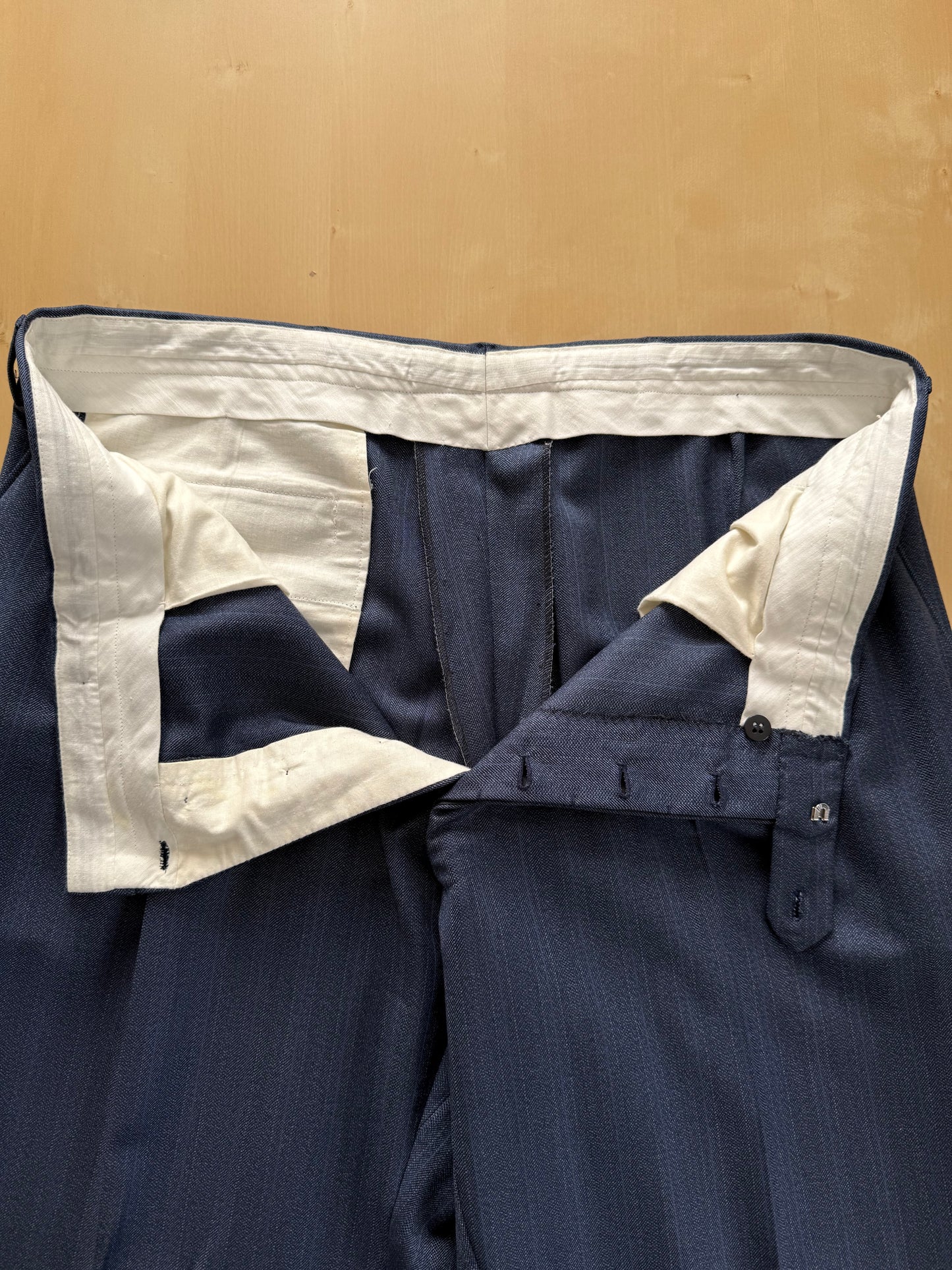 Completo sartoriale tessuto E. Zegna lana pettinata blu - tg. 54/56 drop basso