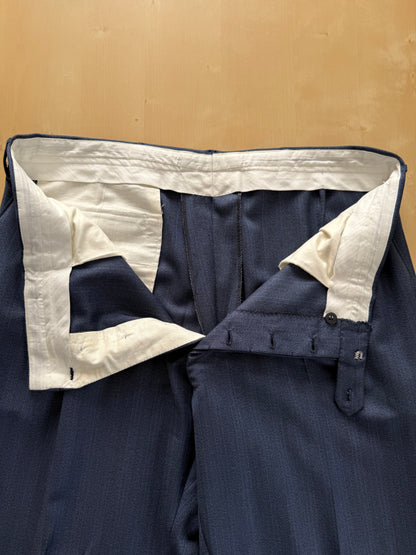 Completo sartoriale tessuto E. Zegna lana pettinata blu - tg. 54/56 drop basso