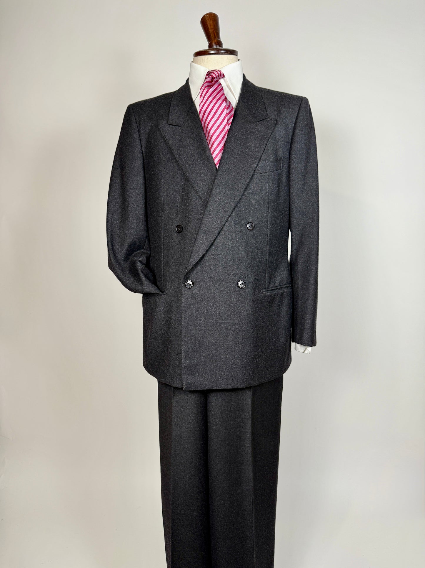 Completo doppiopetto anni ‘70/‘80 flanella antracite - tg. 52