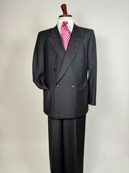 Completo doppiopetto anni ‘70/‘80 flanella antracite - tg. 52