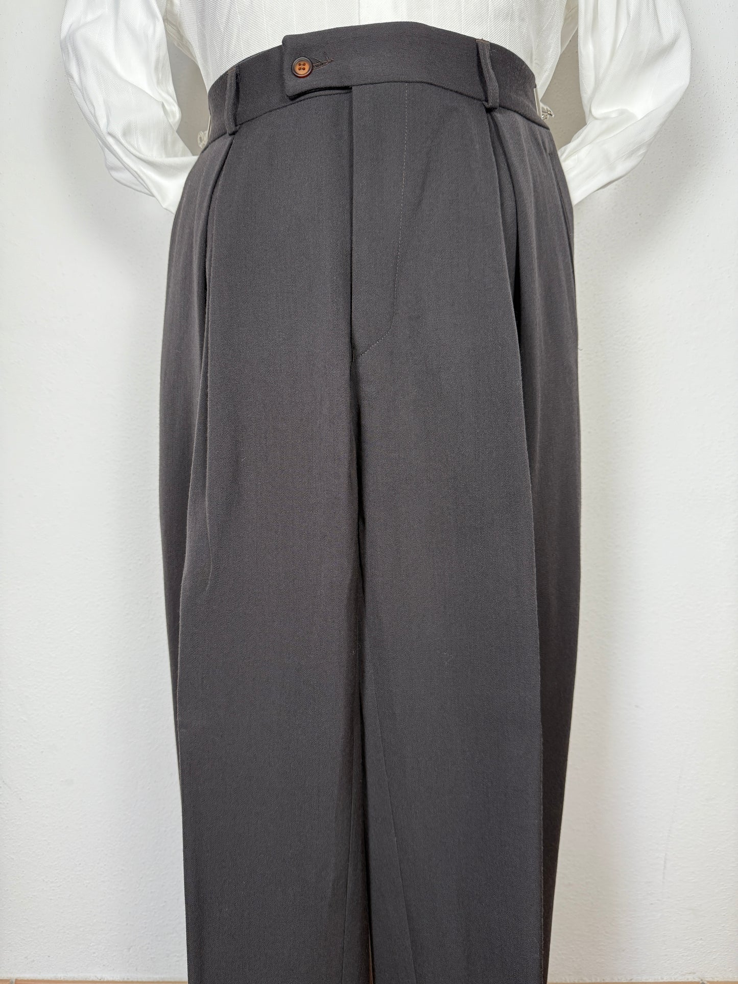 Completo doppiopetto anni ‘80 flanella verde petrolio - tg. 50/52 drop alto