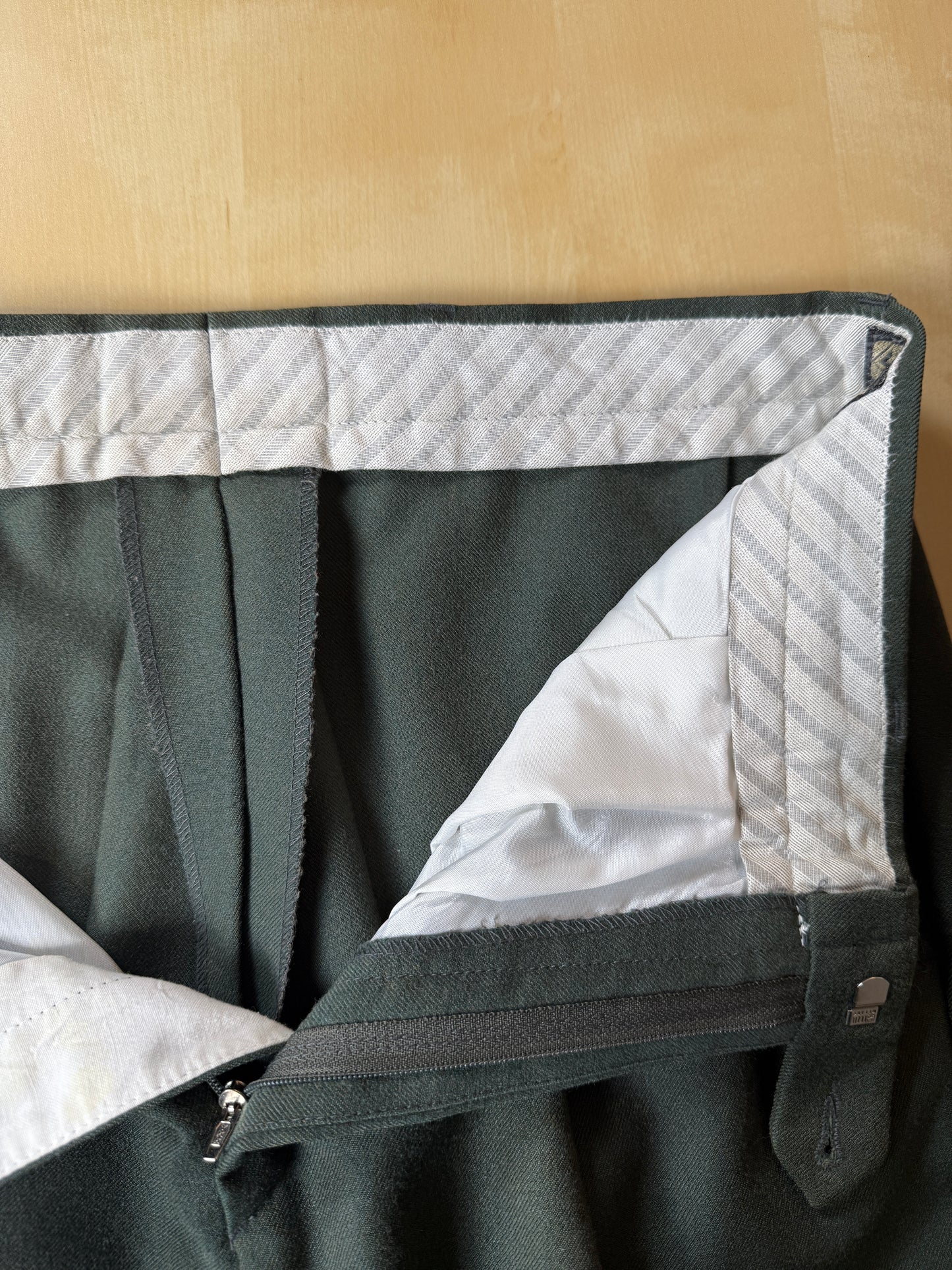 Pantaloni anni ‘80 in flanella verde - tg. 46/48
