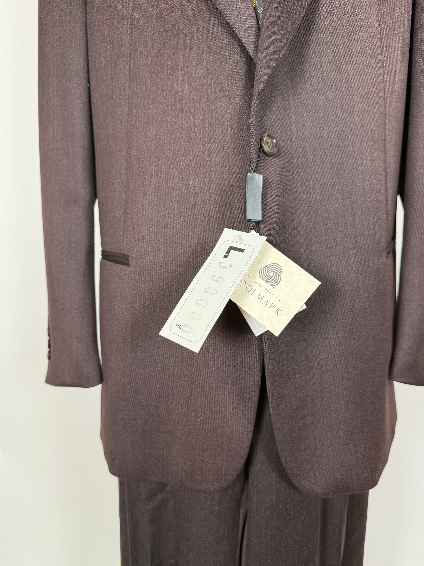 Completo anni ‘90 in flanella marrone (NOS) - tg. 58/60 drop basso