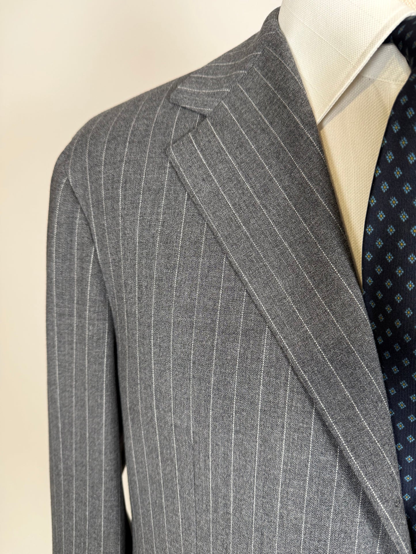 Completo estivo Sartoria Partenopea fresco lana grigio gessato - tg. 50/52