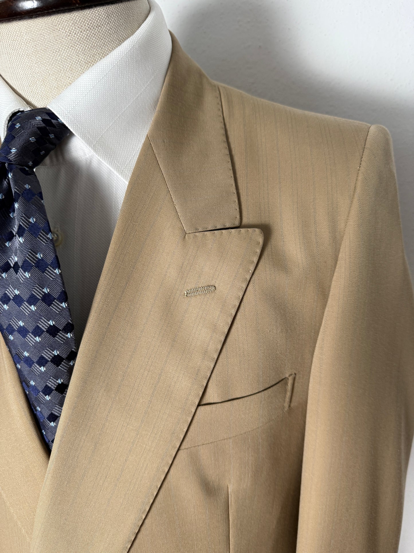 Completo doppiopetto Forall anni '70/'80 in twill beige (NOS) - tg.48