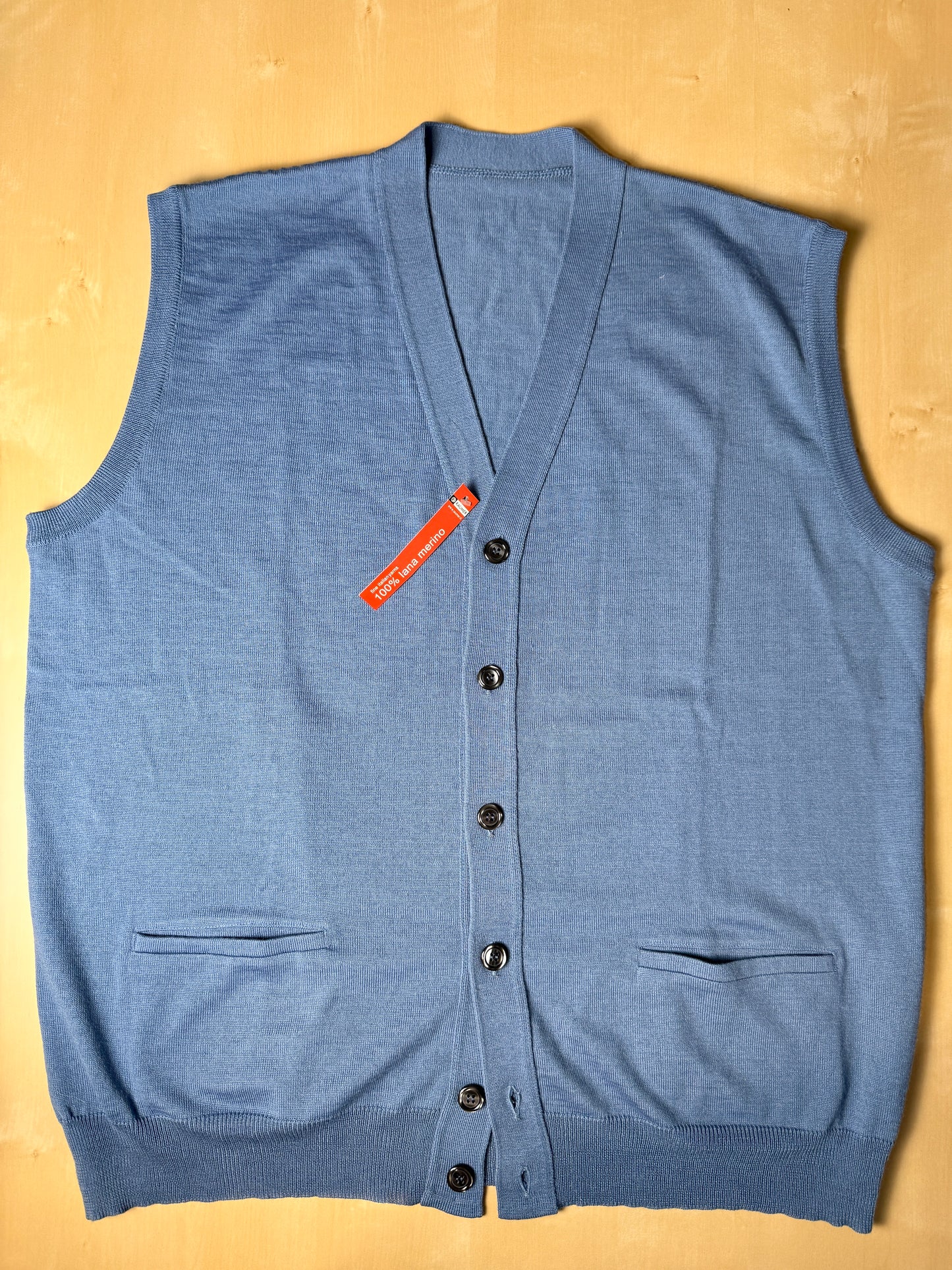Gilet smanicato in pura lana merino blu cobalto (nuovo) - tg. XXL