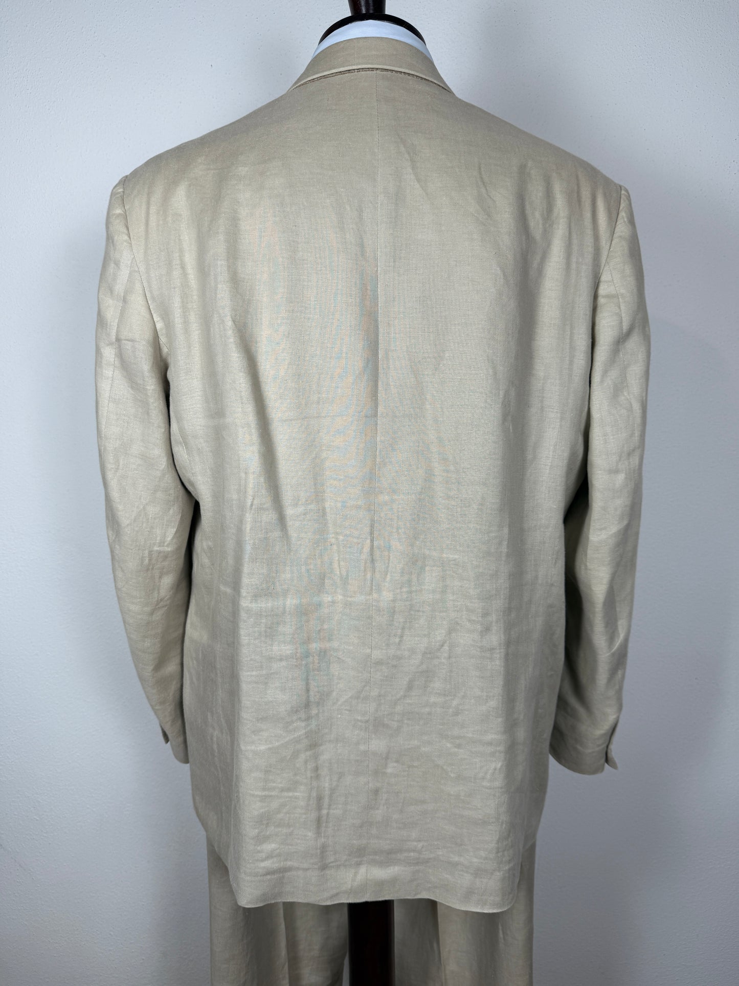 Completo anni ‘80 in puro lino beige chiaro - tg. 56