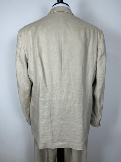 Completo anni ‘80 in puro lino beige chiaro - tg. 56