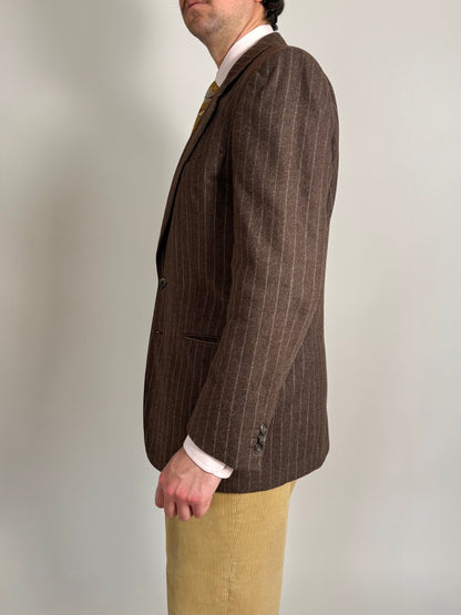 Giacca Ermenegildo Zegna anni ‘80 flanella marrone gessato - tg. 50