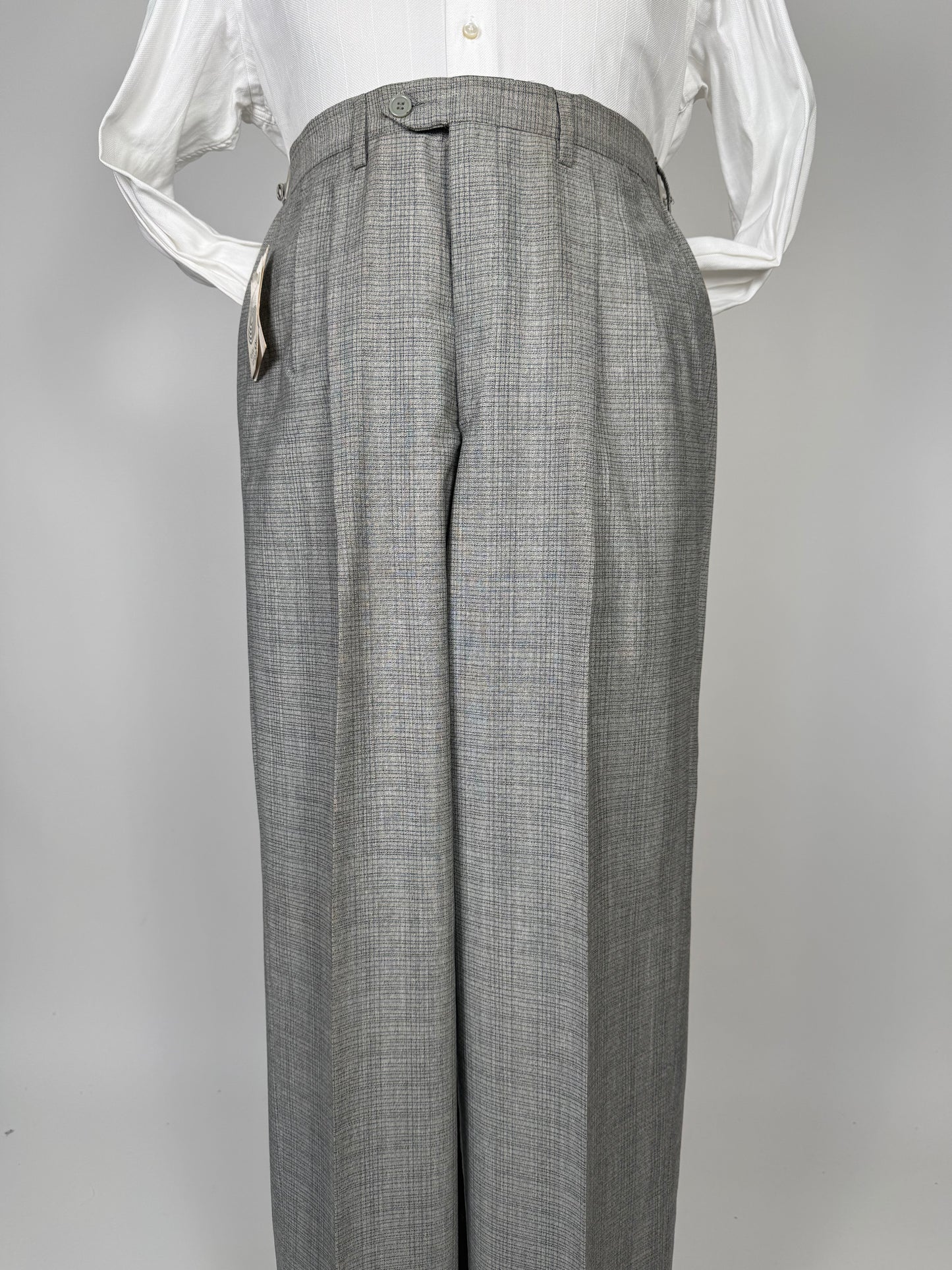Pantaloni fresco lana grigio Glen check anni '80 (NOS) - tg. 48/50