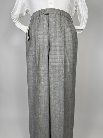 Pantaloni fresco lana grigio Glen check anni '80 (NOS) - tg. 48/50