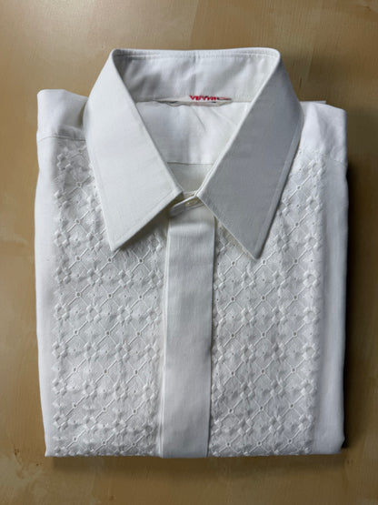 Camicia da sera anni ‘70 con ricamo - XXS, collo 38