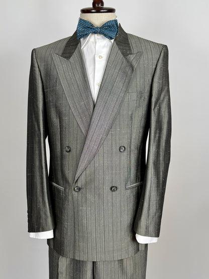 Completo doppiopetto anni ‘70/‘80 pura seta shantung - tg. 48/50