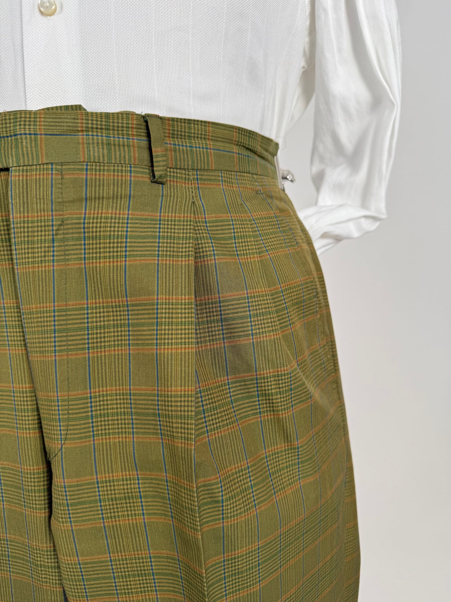 Completo anni ‘80 verde a quadri in cotone sfoderato - tg. 50