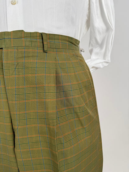 Completo anni ‘80 verde a quadri in cotone sfoderato - tg. 50