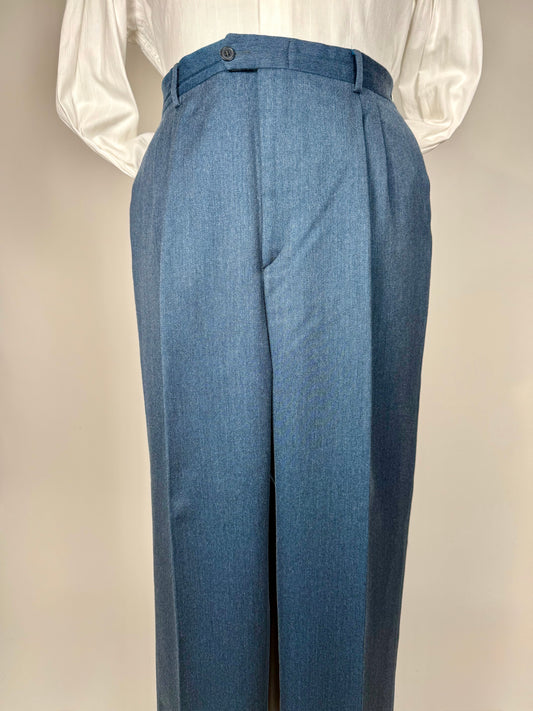 Pantaloni anni ‘80 flanella blu-azzurro mélange - tg. 56