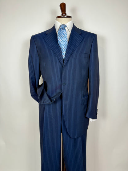 Completo Canali lana pettinata blu gessato - tg. 54