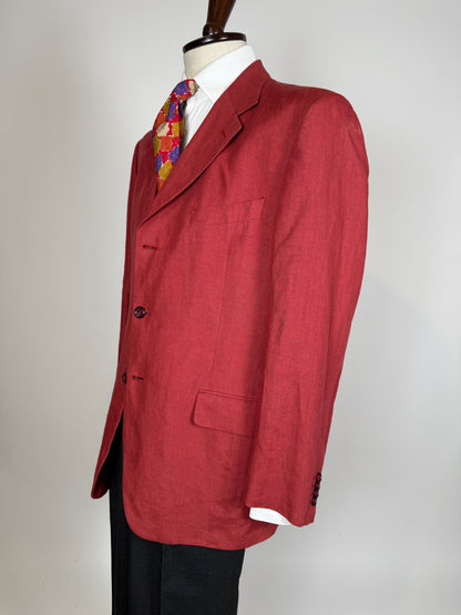 Giacca anni '90 100% lino rosso corallo - tg. 54