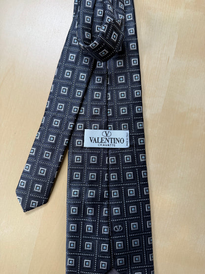 Cravatta Valentino grigia quadrati argento
