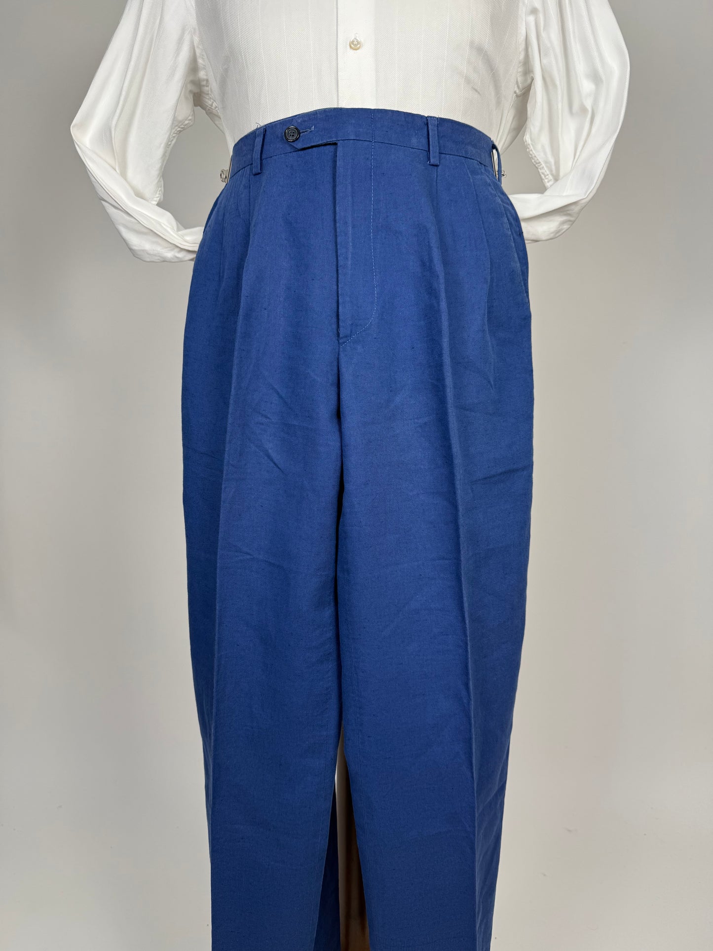 Pantaloni in lino anni '80 blu cobalto - tg. 46