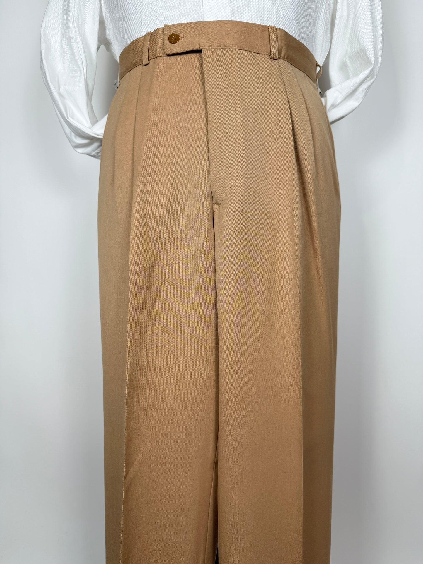 Pantaloni anni ‘70 in twill pettinato beige - tg. 46/48