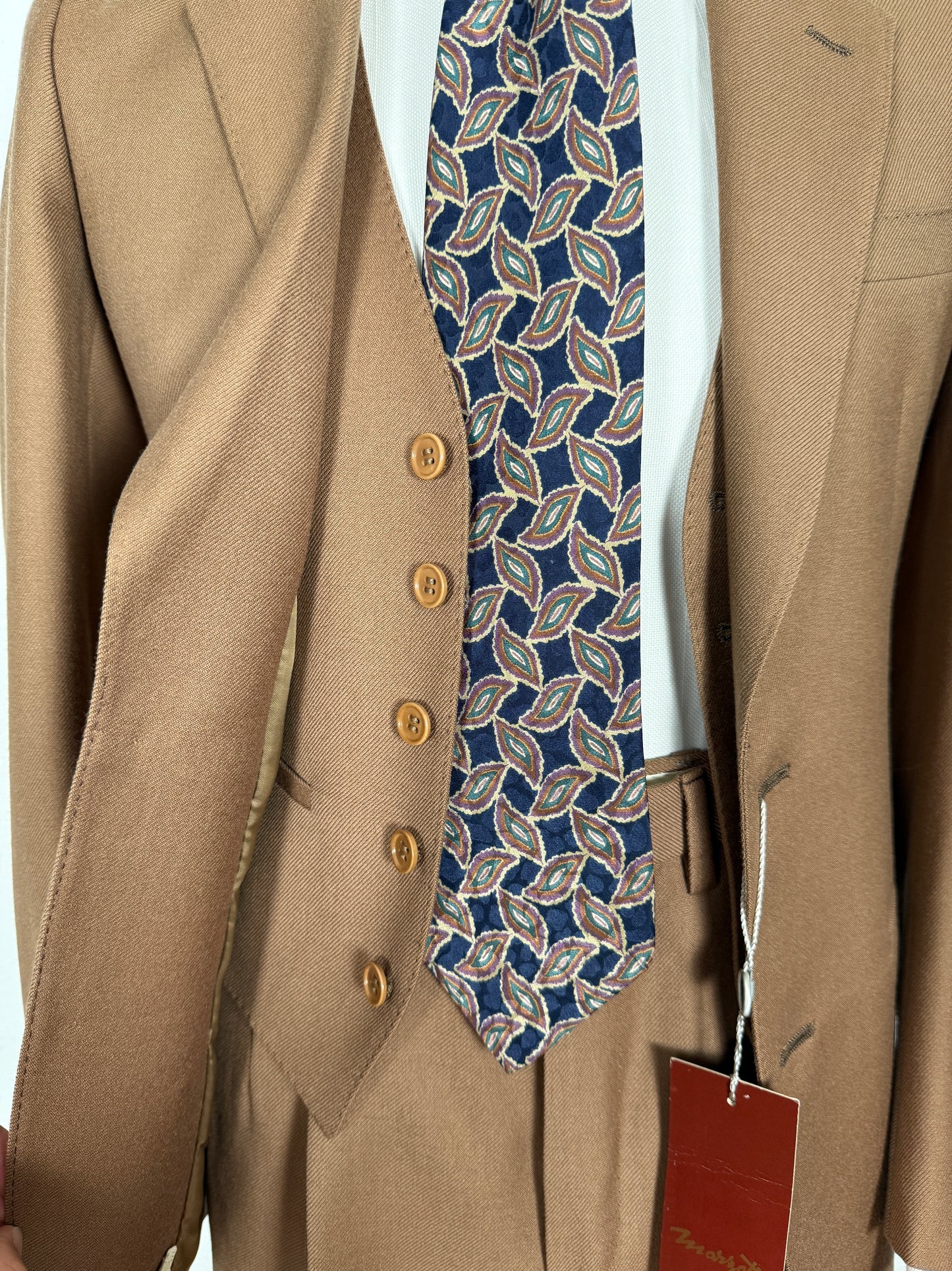 Completo 3 pezzi Marzotto anni ‘70/'80 color cammello (NOS) - tg. 42