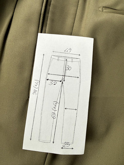 Pantaloni verde oliva lana pettinata Loro Piana Tasmanian - tg. 54/56