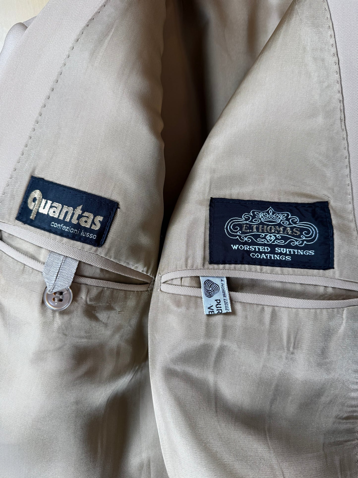 Completo anni ‘70 twill pettinato beige - tg. 46/48