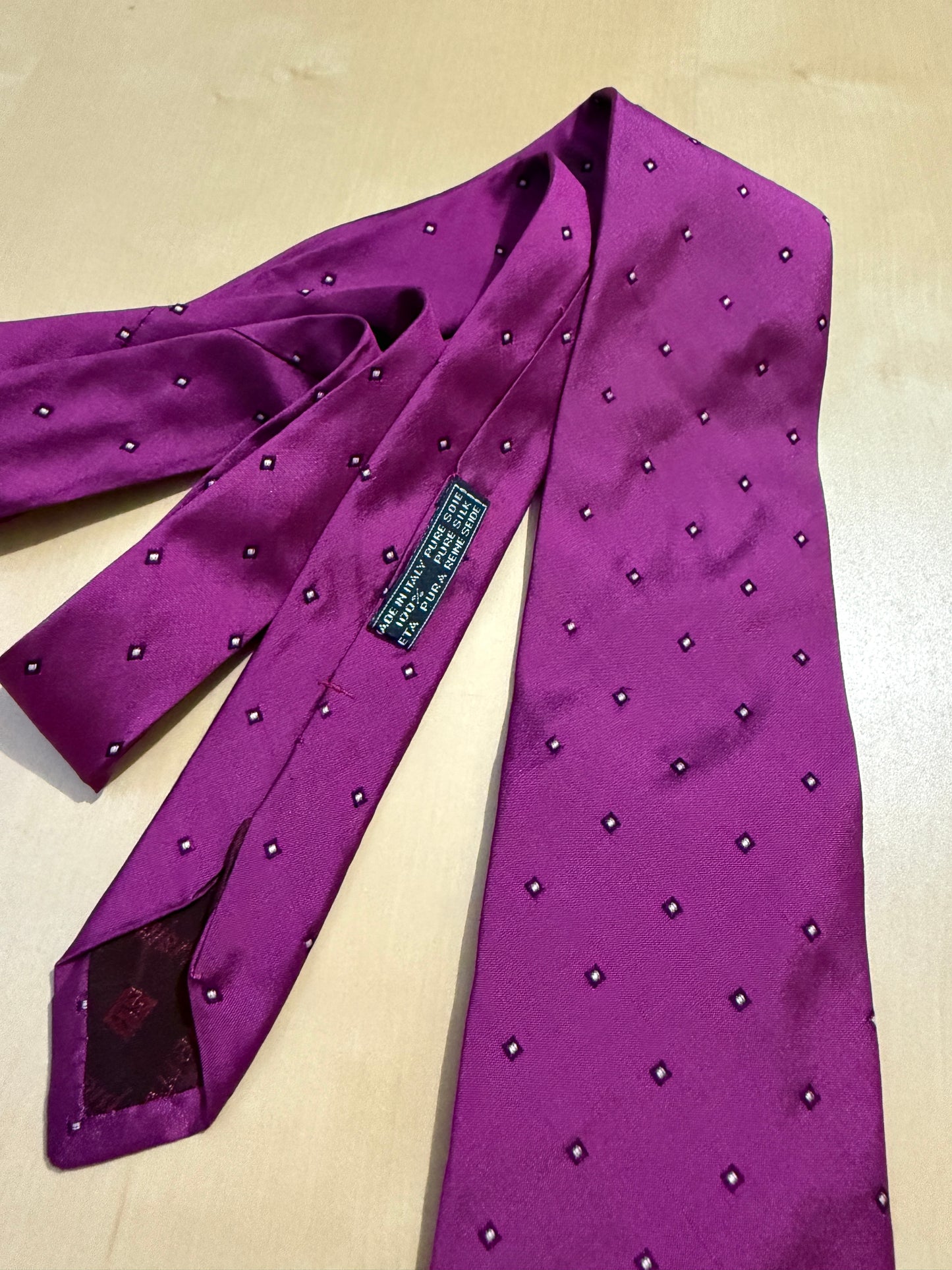 Cravatta Balmain fucsia micro fantasia