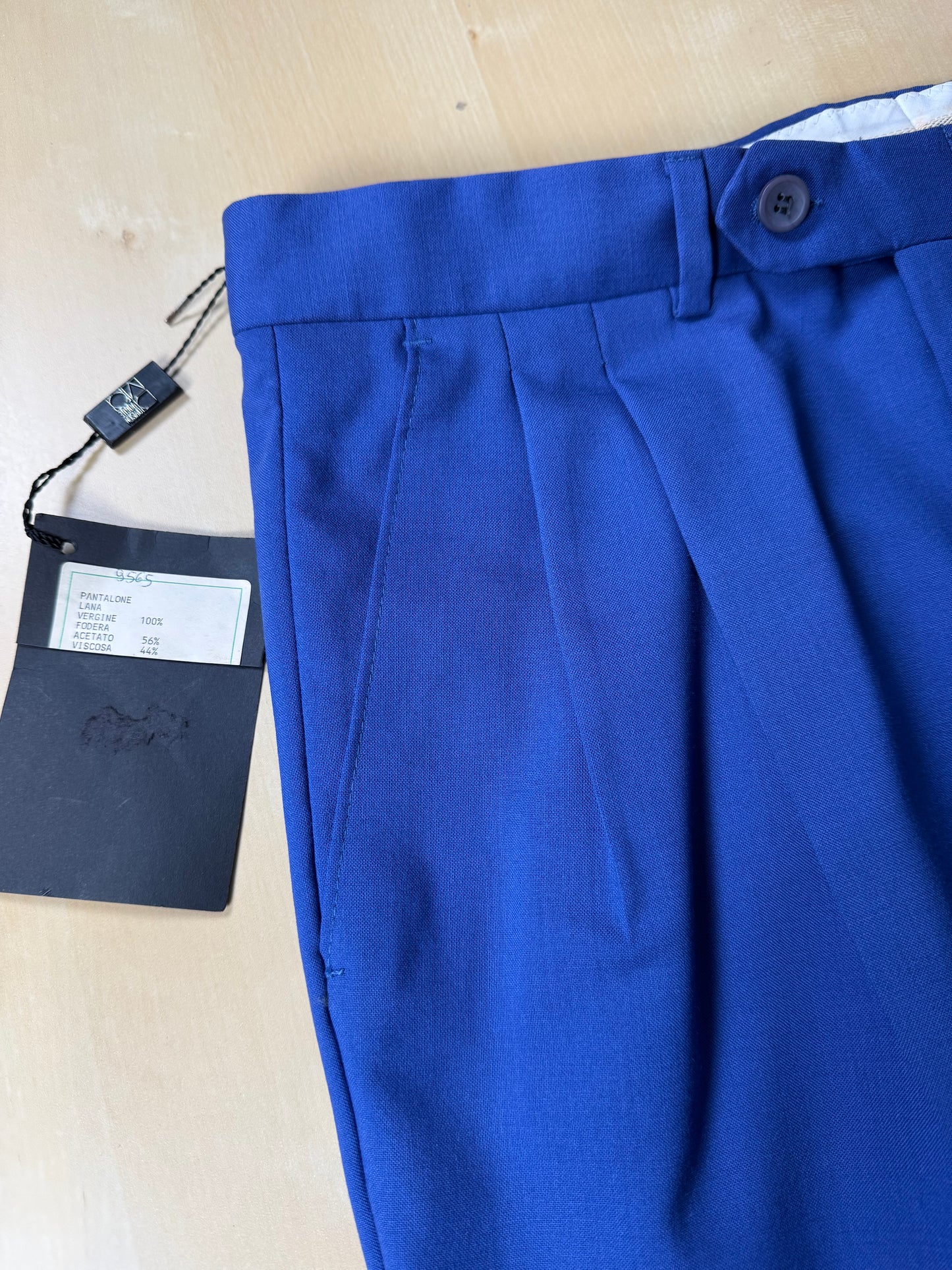 Pantaloni fresco lana blu china anni ‘80 (NOS) - tg. 46/48