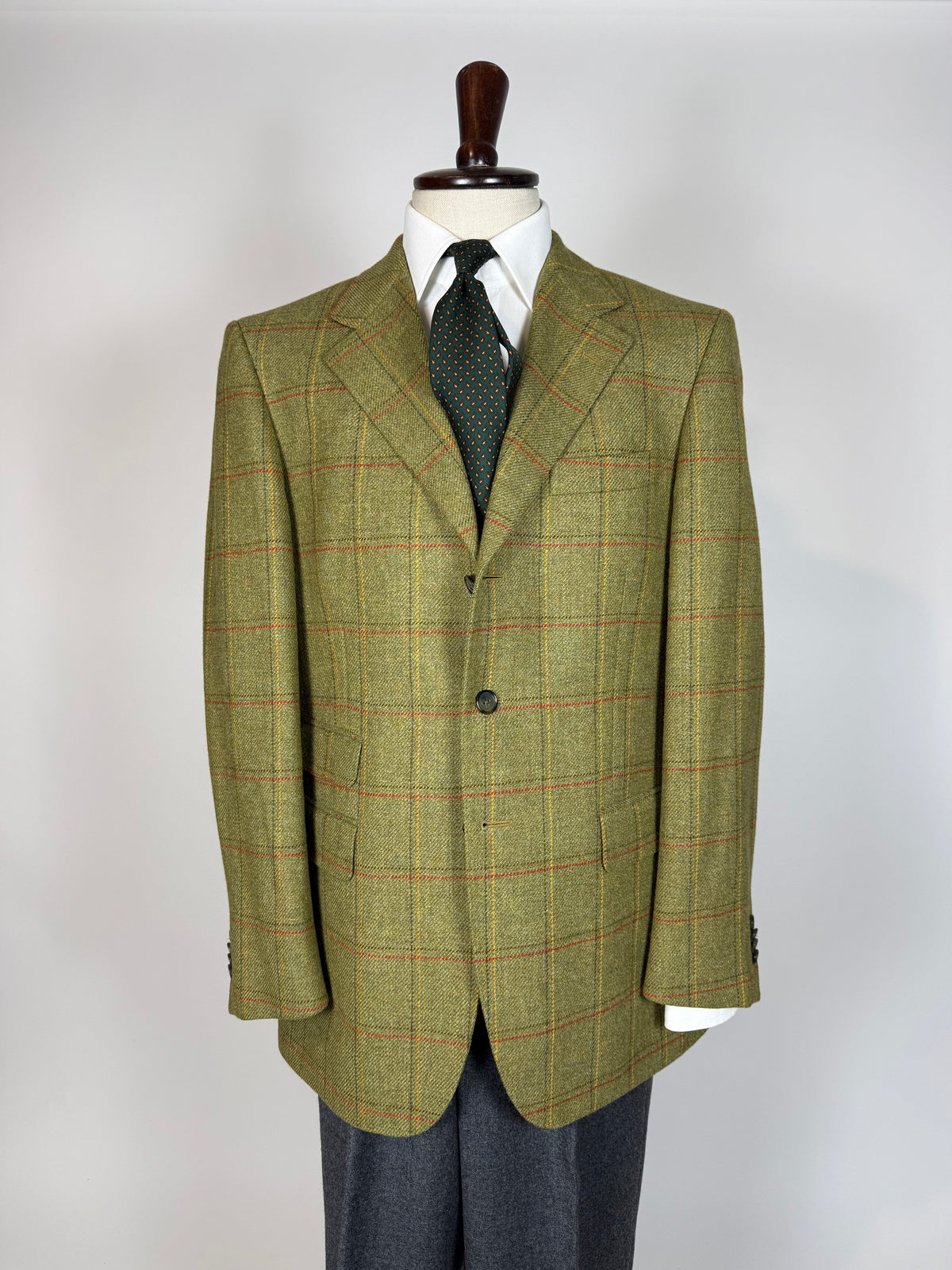 Giacca De Paz tweed verde cachi finestrato - tg. 52