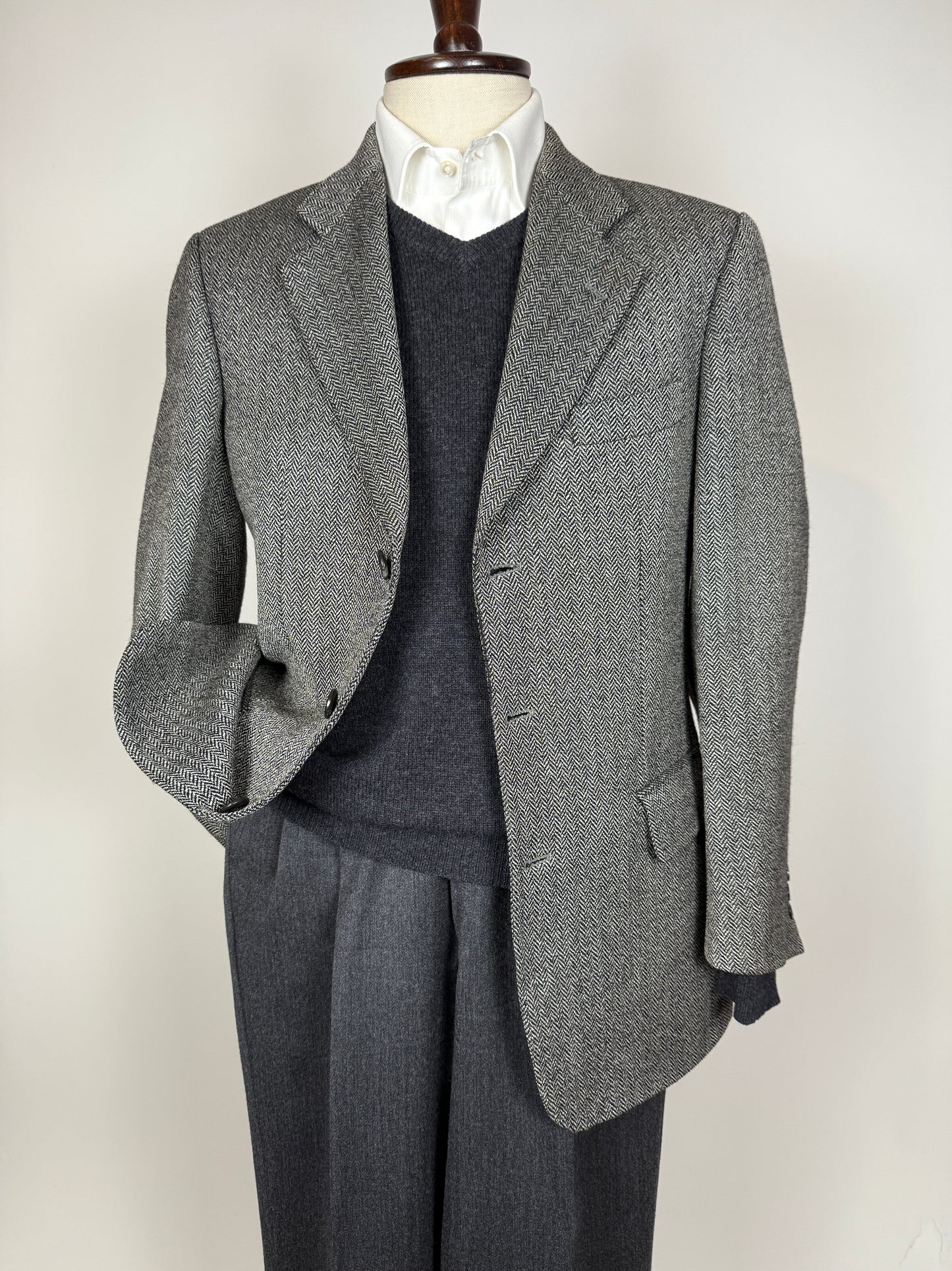 Giacca anni ‘90 herringbone grigio - tg. 48