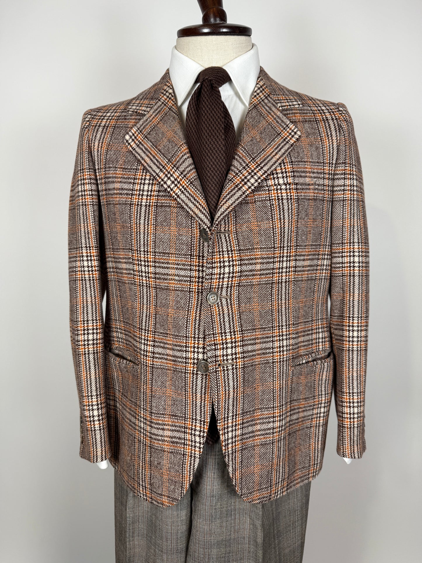Giacca sartoriale anni ‘70 tweed principe di Galles - tg. 48 corta