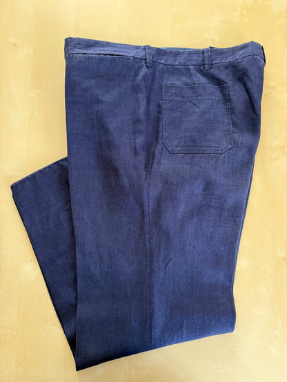 Completo sartoriale anni '70 in lino blu stile workwear - tg. 54