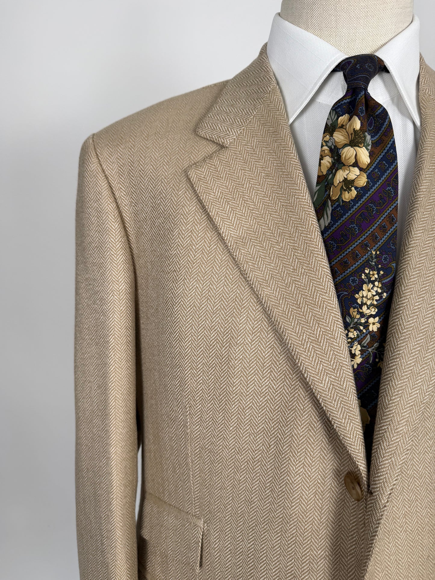 Giacca sartoriale herringbone lana e cashmere beige - tg. 54/56