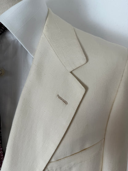 Completo anni '70 su misura in pura seta shantung bianco avorio - tg. 50