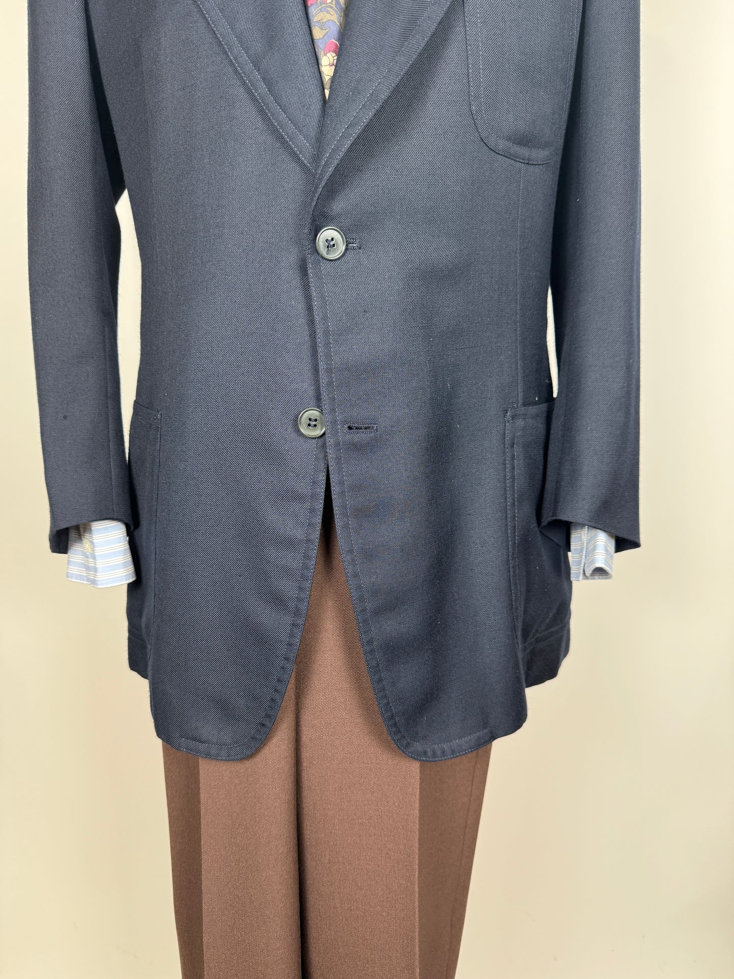 Giacca blu anni ‘70 in pura seta - tg. 46/48