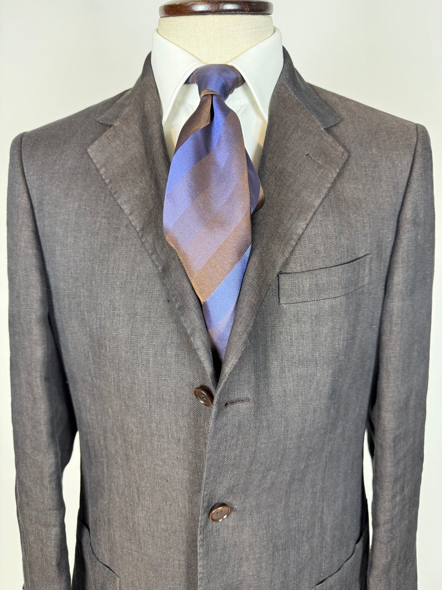 Giacca Cantarelli puro lino marrone herringbone - tg. 50