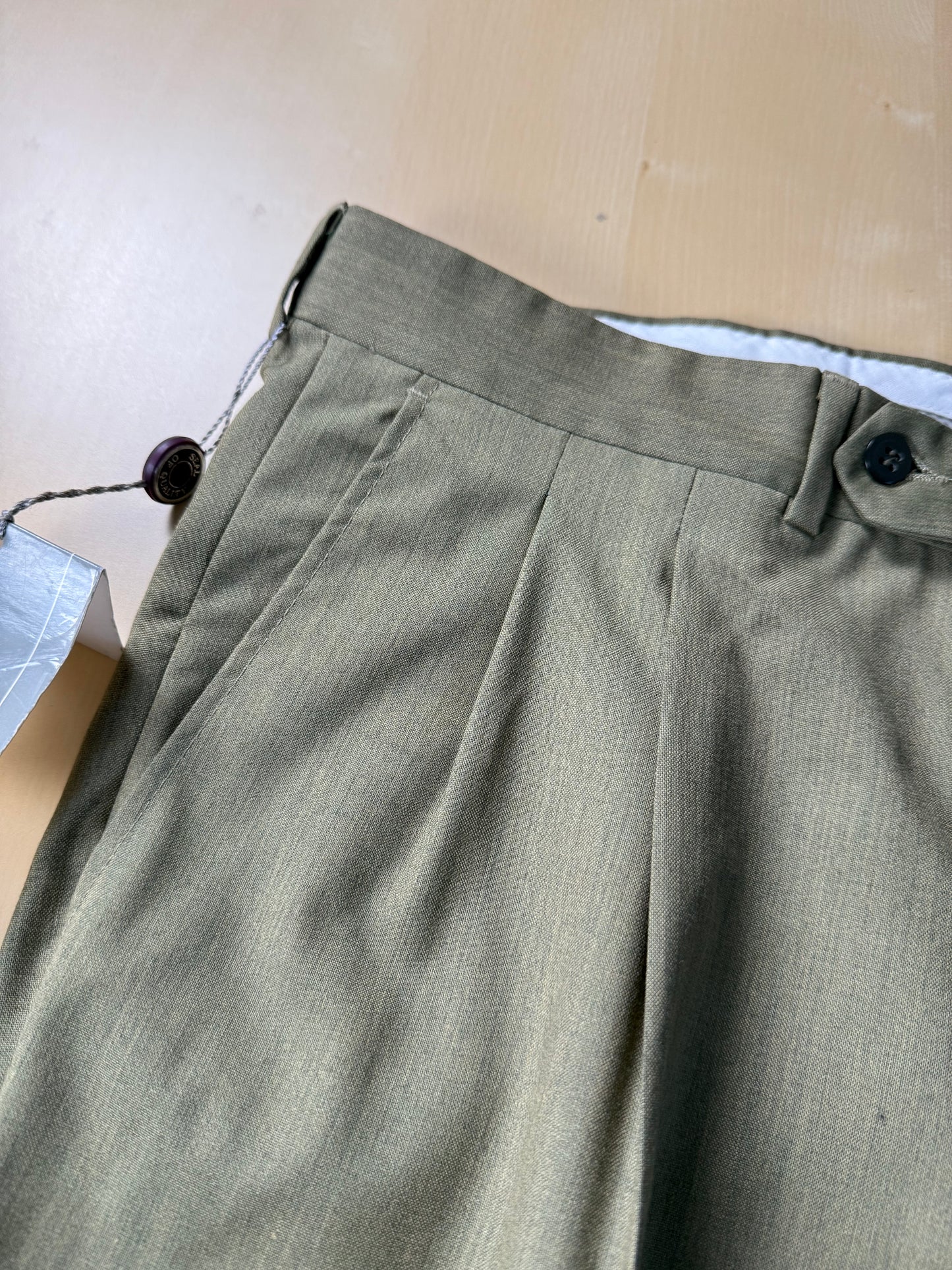 Pantaloni fresco lana verde oliva anni '80 NOS - tg. 50