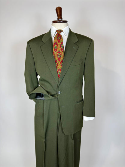 Completo anni '80 misto lana verde - tg. 48 drop alto
