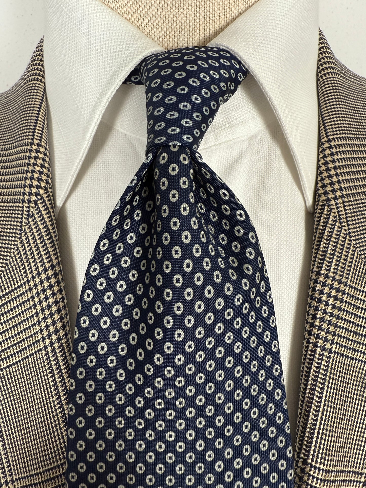 Cravatta Marinella navy micro fantasia cerchiolini