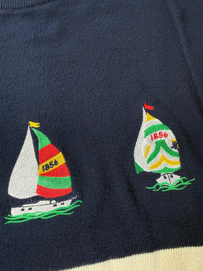 Pullover Burberrys in cotone anni '80 con barche a vela - M/L