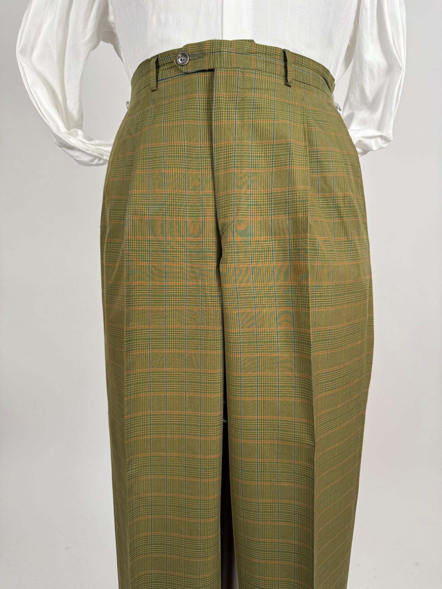 Completo anni ‘80 verde a quadri in cotone sfoderato - tg. 50