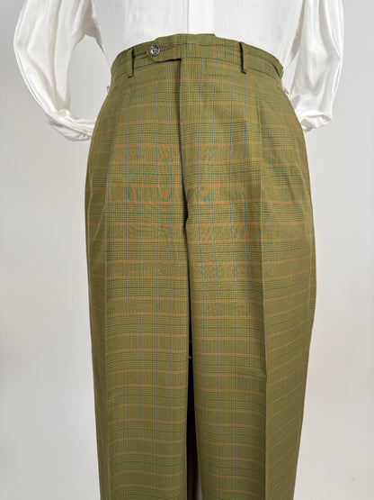 Completo anni ‘80 verde a quadri in cotone sfoderato - tg. 50