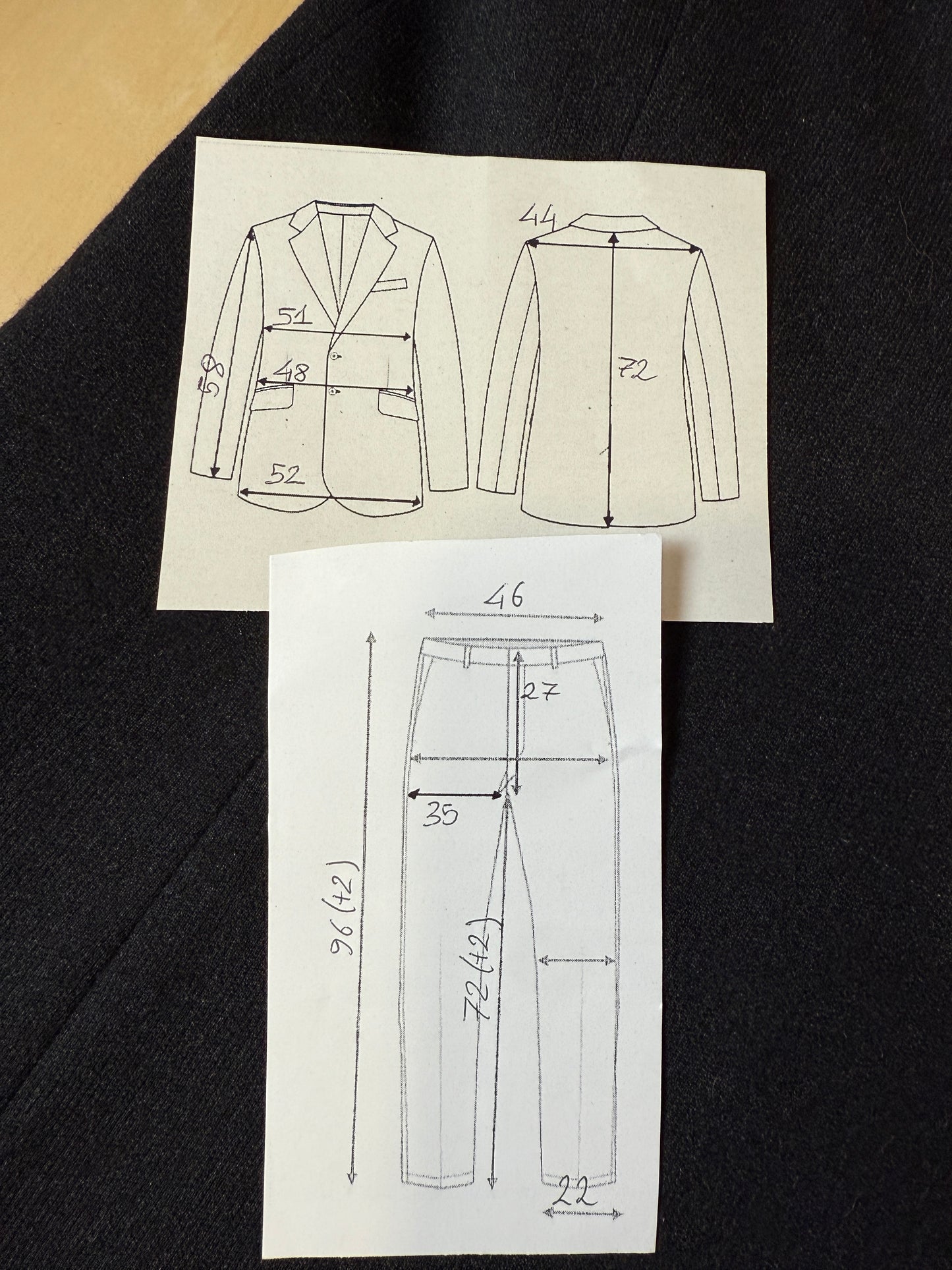 Completo anni ‘60 sartoriale flanella antracite - tg. 46