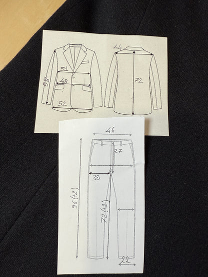 Completo anni ‘60 sartoriale flanella antracite - tg. 46