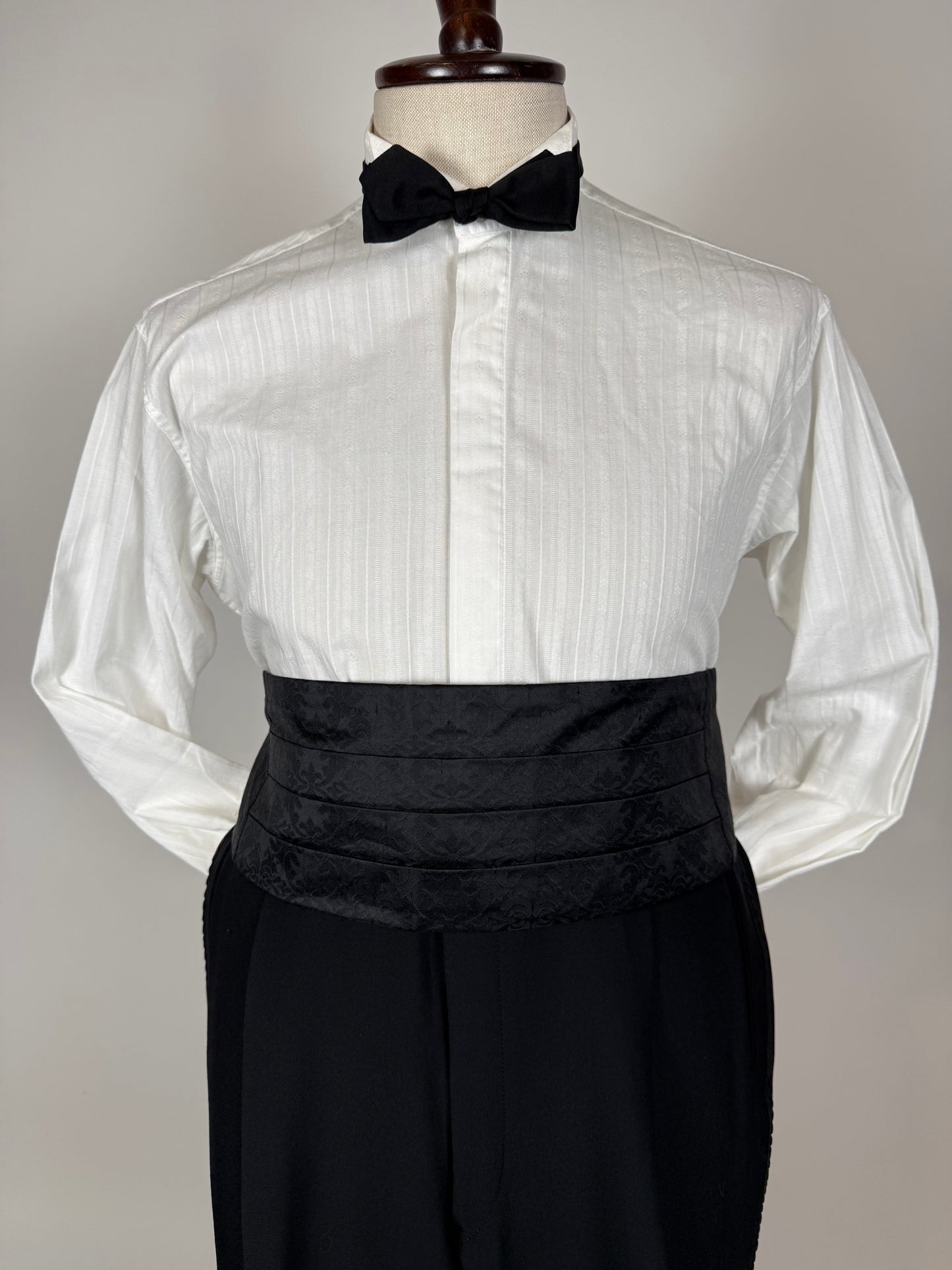 Camicia da sera cotone operato a righe collo diplomatico - M collo 40